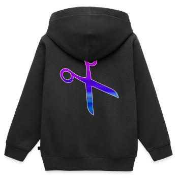 Friseur Schere - Kinder Premium Organic Zip Hoodie - Schwarz - Hinten - AI Model Kid Male (0cm)