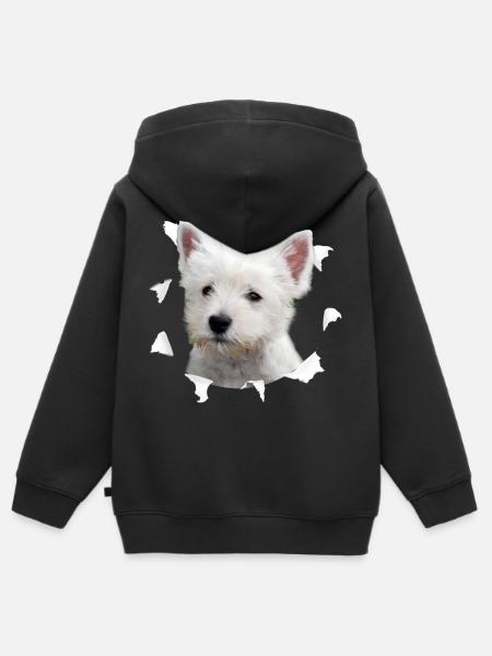 Westie Tshirt - Westie Hund Shirt - Premium børne zip-hættetrøje økologisk - sort