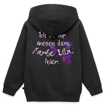 Farbe Lila – Spruch lustig Humor Art Geburtstag - Kinder Premium Organic Zip Hoodie - Schwarz - Hinten - AI Model Kid Male (0cm)