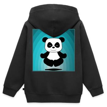 panda - Kids Premium Organic Zip-up Hoodie - black - Back - AI Model Kid Male (0cm)