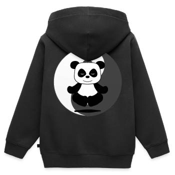 Panda - Kinder Premium Organic Zip Hoodie - Schwarz - Hinten - AI Model Kid Male (0cm)