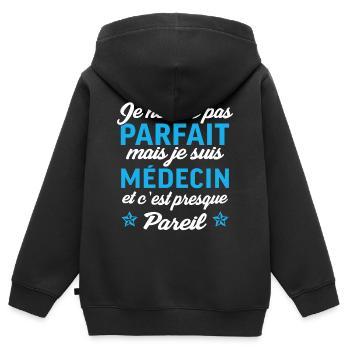 je suis médecin cadeau médecin - Sweat Premium à capuche zippé enfant bio - noir - Dos - AI Model Kid Male (0cm)