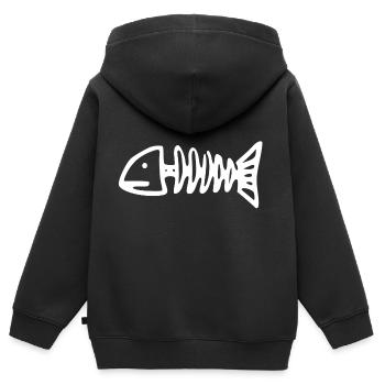 poisson mort - Sweat Premium à capuche zippé enfant bio - noir - Dos - AI Model Kid Male (0cm)
