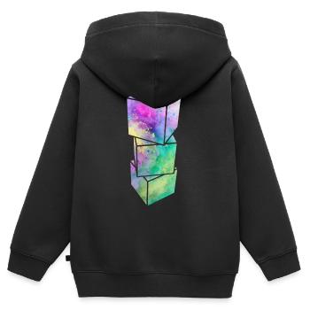 3D Kubus - Kinder Premium zip hoodie biologisch - zwart - Achter - AI Model Kid Male (0cm)