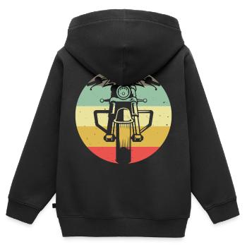 Motocyclistes de moto chopper - Sweat Premium à capuche zippé enfant bio - noir - Dos - AI Model Kid Male (0cm)