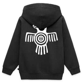 Oiseau inca blanc - Sweat Premium à capuche zippé enfant bio - noir - Dos - AI Model Kid Male (0cm)