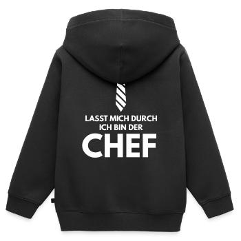 Lasst mich durch ich bin der Chef - Kinder Premium Organic Zip Hoodie - Schwarz - Hinten - AI Model Kid Male (0cm)