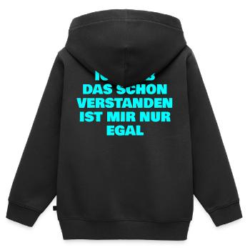 Ich hab das schon verstanden ist mir nur egal - Kinder Premium Organic Zip Hoodie - Schwarz - Hinten - AI Model Kid Male (0cm)