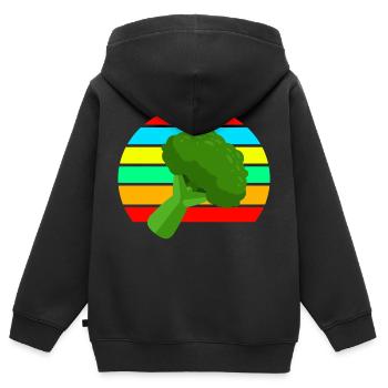 Brokkoli - Kinder Premium Organic Zip Hoodie - Schwarz - Hinten - AI Model Kid Male (0cm)