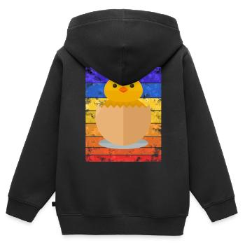 Küken Sunset - Sweat Premium à capuche zippé enfant bio - noir - Dos - AI Model Kid Male (0cm)