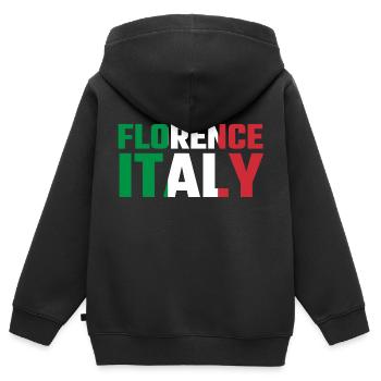 Florence, Italie - Sweat Premium à capuche zippé enfant bio - noir - Dos - AI Model Kid Male (0cm)