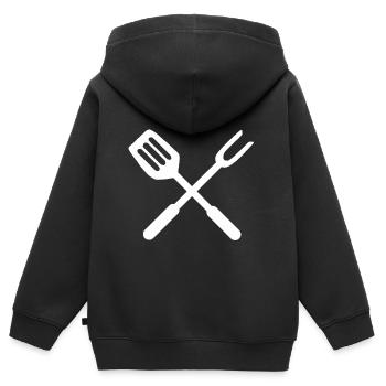 Pinces à griller griller barbecue grill couverts - Sweat Premium à capuche zippé enfant bio - noir - Dos - AI Model Kid Male (0cm)