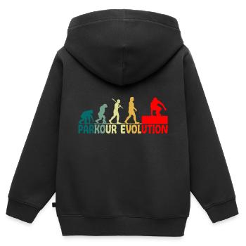 Parkour Evolution Retro Style Lustig - Kinder Premium Organic Zip Hoodie - Schwarz - Hinten - AI Model Kid Male (0cm)