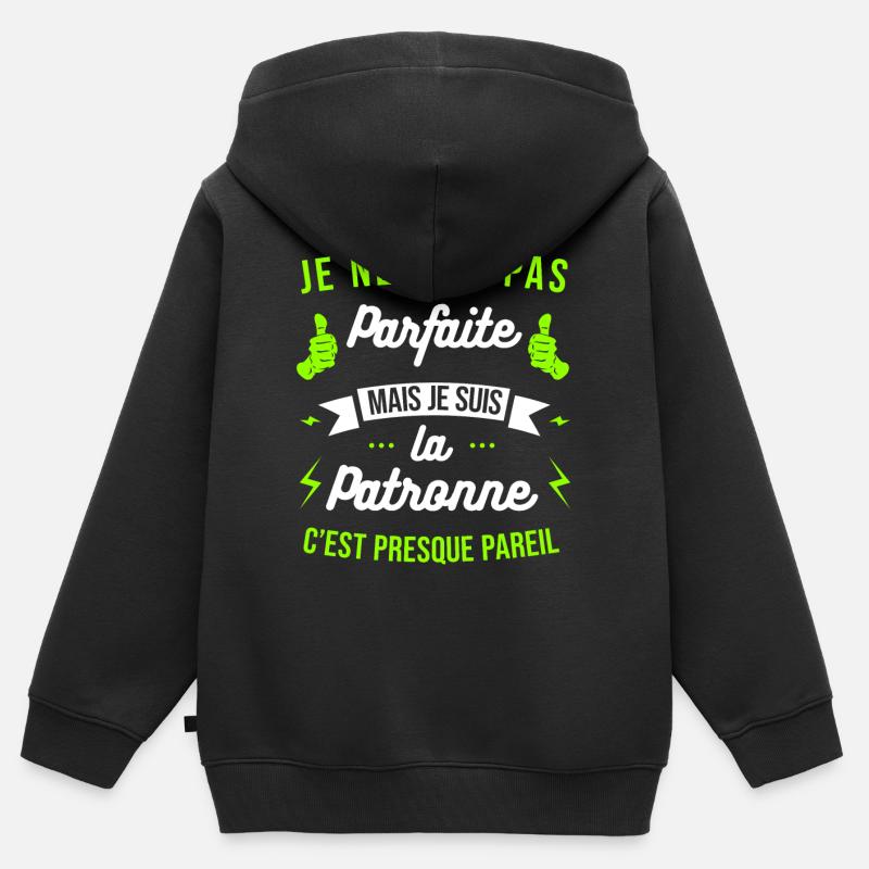 JE SUIS LA PATRONNE - Sweat Premium à capuche zippé enfant bio - noir