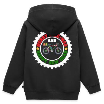 Joyeux vélomas Joyeux nouvel équipement Joyeux - Sweat Premium à capuche zippé enfant bio - noir - Dos - AI Model Kid Male (0cm)