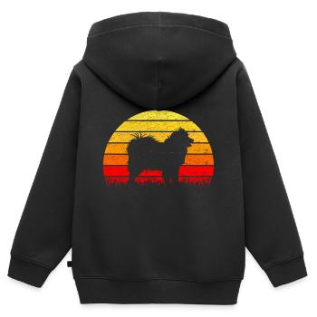 Samoyède sunrise silhouette - Sweat Premium à capuche zippé enfant bio - noir - Dos - AI Model Kid Male (0cm)