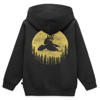 Rabe Seele Tier - Kinder Premium Organic Zip Hoodie - Schwarz - Hinten - AI Model Kid Male (0cm)