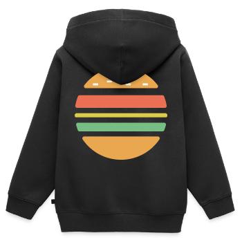 Cheeseburger Sunset - Sweat Premium à capuche zippé enfant bio - noir - Dos - AI Model Kid Male (0cm)