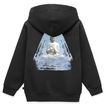 buddha 1 - Sweat Premium à capuche zippé enfant bio - noir - Dos - AI Model Kid Male (0cm)