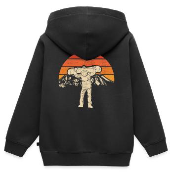 snowboarder retro snowboarding snowboard - Sweat Premium à capuche zippé enfant bio - noir - Dos - AI Model Kid Male (0cm)