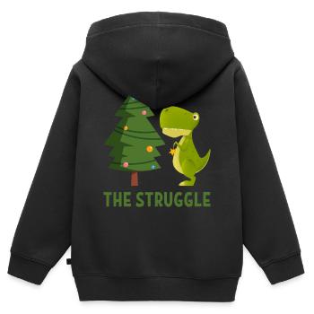 The struggle gift saying TreeRex dinosaur - Kids Premium Organic Zip-up Hoodie - black - Back - AI Model Kid Male (0cm)