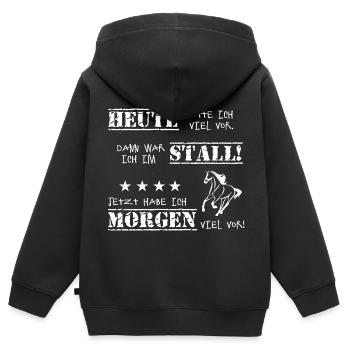 Pferde Reiten T-Shirt Pferdespruch - Kinder Premium Organic Zip Hoodie - Schwarz - Hinten - AI Model Kid Male (0cm)