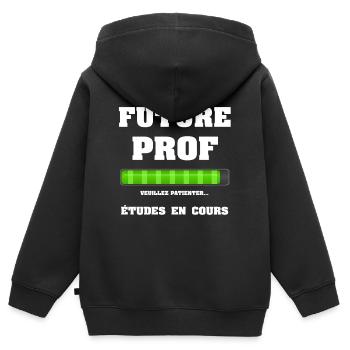 FUTURE PROF - Sweat Premium à capuche zippé enfant bio - noir - Dos - AI Model Kid Male (0cm)