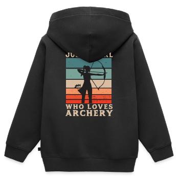 Tir à l'arc - Tir à l'arc - Arc et flèche - Sweat Premium à capuche zippé enfant bio - noir - Dos - AI Model Kid Male (0cm)