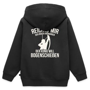 Bogenschießen - Kinder Premium Organic Zip Hoodie - Schwarz - Hinten - AI Model Kid Male (0cm)