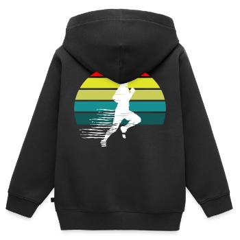 Laufender Sportlicher Mann Sunset - Kinder Premium Organic Zip Hoodie - Schwarz - Hinten - AI Model Kid Male (0cm)