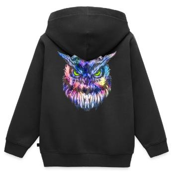 Eule I Kauz I Uhu I Tattoo Vogel Geschenk - Kinder Premium Organic Zip Hoodie - Schwarz - Hinten - AI Model Kid Male (0cm)