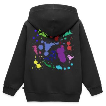 Farbspritzer Design - Kinder Premium Organic Zip Hoodie - Schwarz - Hinten - AI Model Kid Male (0cm)