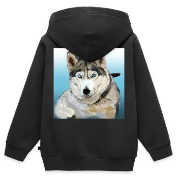 Husky - Sweat Premium à capuche zippé enfant bio - noir - Dos - AI Model Kid Male (0cm)
