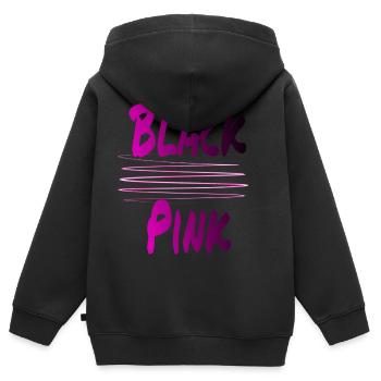 Black Pink - Kinder Premium Organic Zip Hoodie - Schwarz - Hinten - AI Model Kid Male (0cm)