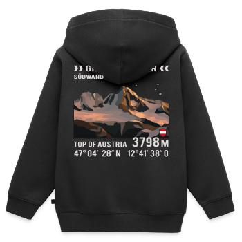 Großglockner Hohen Tauern Austria Österreich Berg - Kinder Premium Organic Zip Hoodie - Schwarz - Hinten - AI Model Kid Male (0cm)