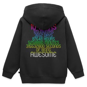 10 years incl 2 leap years 10th birthday - Kids Premium Organic Zip-up Hoodie - black - Back - AI Model Kid Male (0cm)