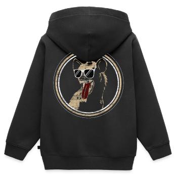 Hyäne Lachen Raubtier - Kinder Premium Organic Zip Hoodie - Schwarz - Hinten - AI Model Kid Male (0cm)