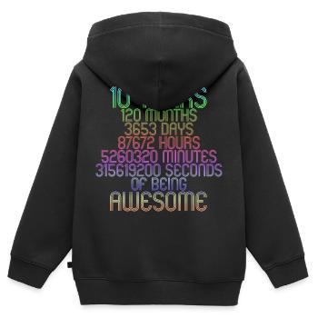 10 Years incl 3 leap years 10 Children's Birthday - Kids Premium Organic Zip-up Hoodie - black - Back - AI Model Kid Male (0cm)