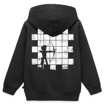 Bogenschießen Bogenschiessen Bogenschütze - Kinder Premium Organic Zip Hoodie - Schwarz - Hinten - AI Model Kid Male (0cm)