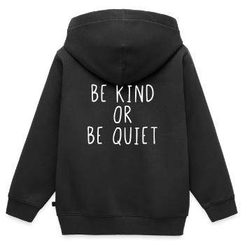 Soyez gentil ou soyez calme - Sweat Premium à capuche zippé enfant bio - noir - Dos - AI Model Kid Male (0cm)