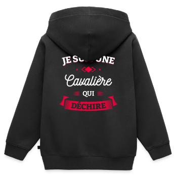CAVALIÈRE QUI DÉCHIRE - Sweat Premium à capuche zippé enfant bio - noir - Dos - AI Model Kid Male (0cm)