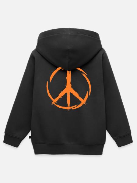 Peace Symbol Zeichen Frieden - Hoodie Premium med dragkedja barn ekologisk - svart