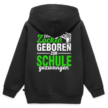 Zocken Zocker Gaming Gamer Schüler Geschenk - Kinder Premium Organic Zip Hoodie - Schwarz - Hinten - AI Model Kid Male (0cm)