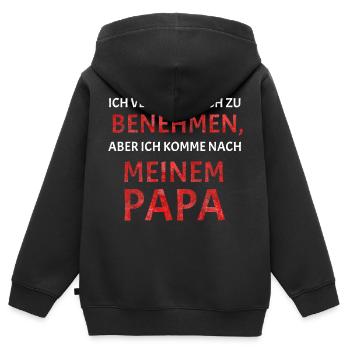 Ich versuche mich zu benehmen - Kinder Premium Organic Zip Hoodie - Schwarz - Hinten - AI Model Kid Male (0cm)