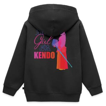 Kendo - Sweat Premium à capuche zippé enfant bio - noir - Dos - AI Model Kid Male (0cm)