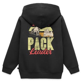 Wolf Rudel Geschenk - Kinder Premium Organic Zip Hoodie - Schwarz - Hinten - AI Model Kid Male (0cm)