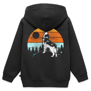 Wolf Rudel Wildtier Geschenk - Kinder Premium Organic Zip Hoodie - Schwarz - Hinten - AI Model Kid Male (0cm)