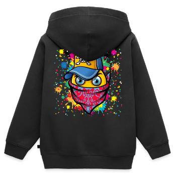 Masque et graffitis - Sweat Premium à capuche zippé enfant bio - noir - Dos - AI Model Kid Male (0cm)