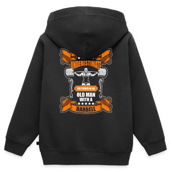 Training Bodybuilder - Kinder Premium Organic Zip Hoodie - Schwarz - Hinten - AI Model Kid Male (0cm)