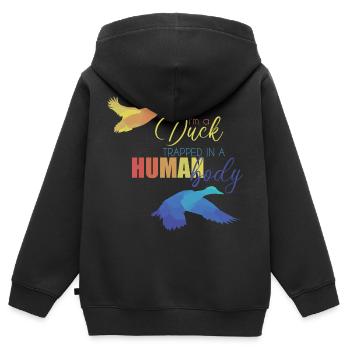 Canard - Sweat Premium à capuche zippé enfant bio - noir - Dos - AI Model Kid Male (0cm)